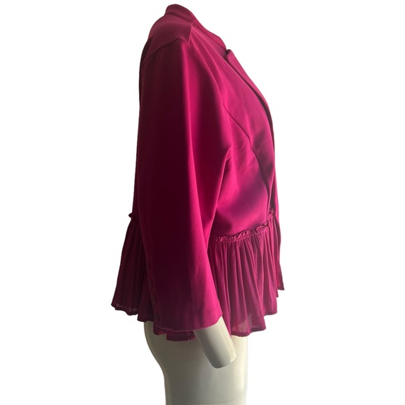 Torrid Plus Size 2 Pleated Peplum Open Blazer Jacket Fuchsia - Picture 2 of 6